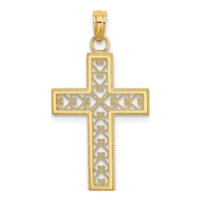 10K Yellow Gold Filigree Cross Pendant