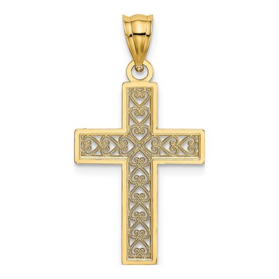 10K Yellow Gold Filigree Cross Pendant – view 5