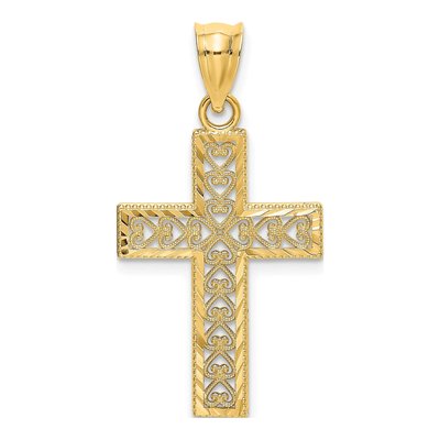 10K Yellow Gold Filigree Cross Pendant