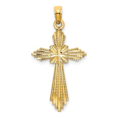 10K Yellow Gold Diamond-Cut Cross Pendant
