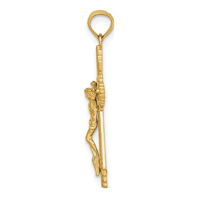 10K Yellow Gold Diamond-Cut Crucifix Charm – view 3