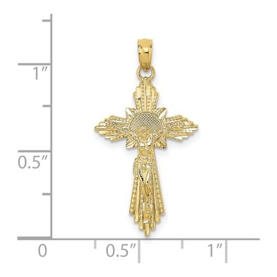 10K Yellow Gold Diamond-Cut Crucifix Charm – view 4