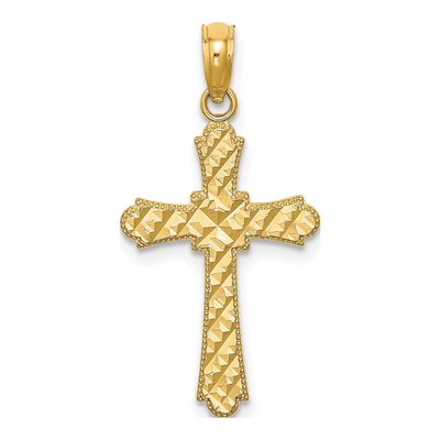 10K Yellow Gold Diamond-Cut Cross Pendant