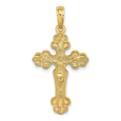 10K Yellow Gold Diamond-Cut Crucifix Charm
