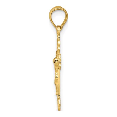 10K Yellow Gold Textured Crucifix Pendant – view 3