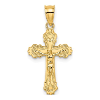 10K Yellow Gold Textured Crucifix Pendant