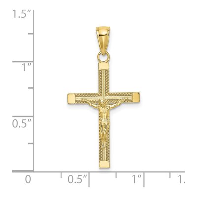 10K Yellow Gold Textured Crucifix Pendant – view 4