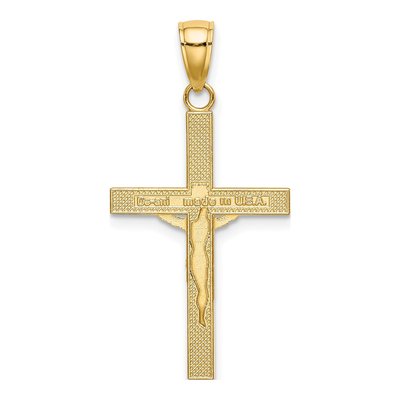 10K Yellow Gold Textured Crucifix Pendant – view 5