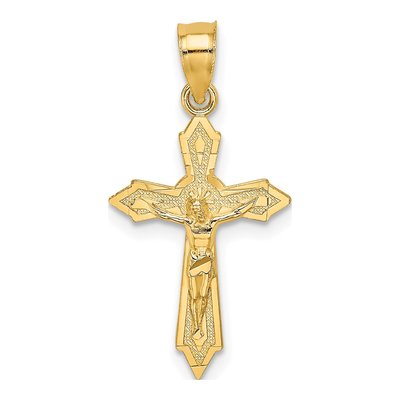 10K Yellow Gold Arrow-Point Crucifix Charm