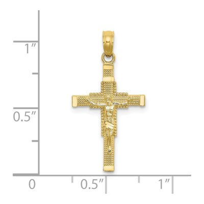 10K Yellow Gold Beaded Crucifix Pendant – view 4