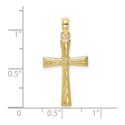10K Yellow Gold Diamond-Cut Cross Pendant – view 4