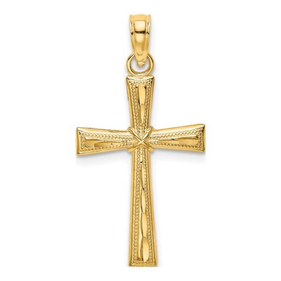 10K Yellow Gold Diamond-Cut Cross Pendant