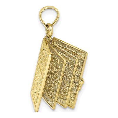 10K Yellow Gold 3D Santa Biblia Bible Pendant – view 4