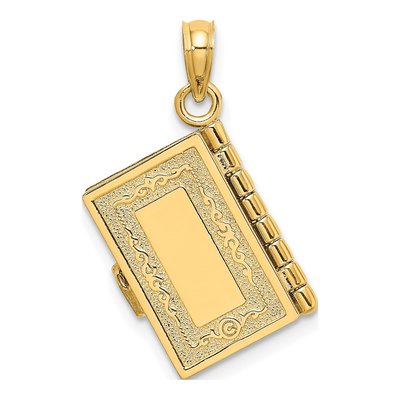 10K Yellow Gold 3D Santa Biblia Bible Pendant – view 5