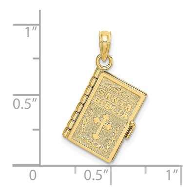 10K Yellow Gold 3D Santa Biblia Bible Pendant – view 6