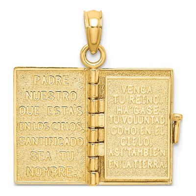 10K Yellow Gold 3D Santa Biblia Bible Pendant – view 8