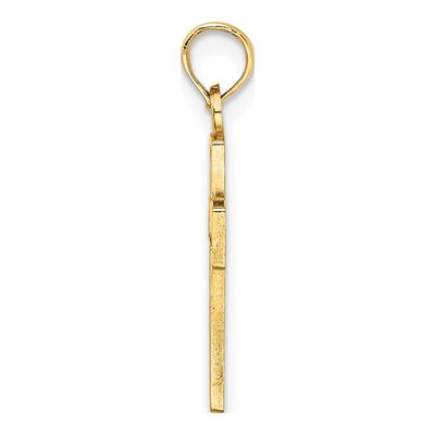 10K Yellow Gold Flower Cross Pendant – view 3