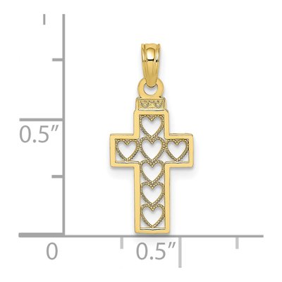 10K Yellow Gold Cut-Out Heart Cross Charm – view 4