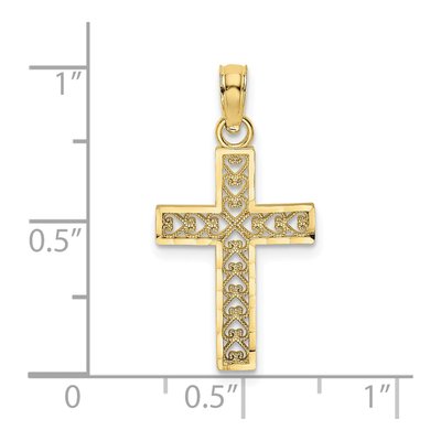 10K Yellow Gold Diamond-Cut Filigree Cross Pendant – view 4