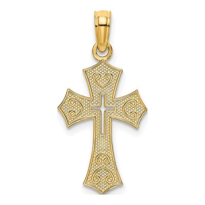 10K Yellow Gold Cut-Out Cross Pendant