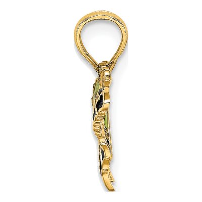 10K Yellow Gold Green Black Enamel Butterfly Charm – view 2