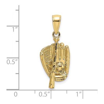 10K Yellow Gold Baseball Glove Bat Ball Charm – view 3