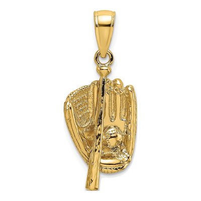 10K Yellow Gold Baseball Glove Bat Ball Charm