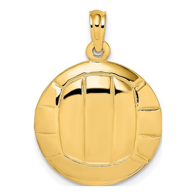 10K Yellow Gold Volleyball Pendant