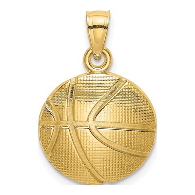 10K Yellow Gold Textured Basketball Charm