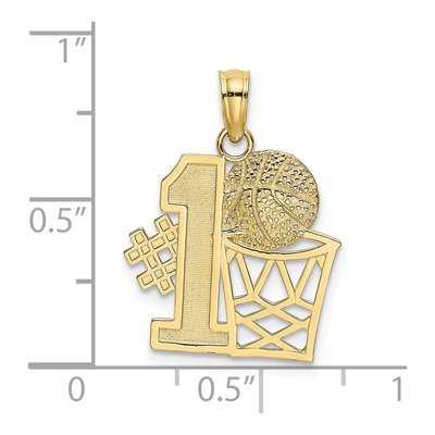 10K Yellow Gold Basketball Number 1 Charm – view 3