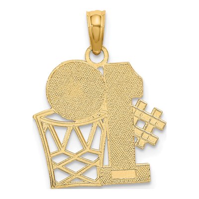 10K Yellow Gold Basketball Number 1 Charm – view 4