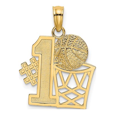 10K Yellow Gold Basketball Number 1 Charm
