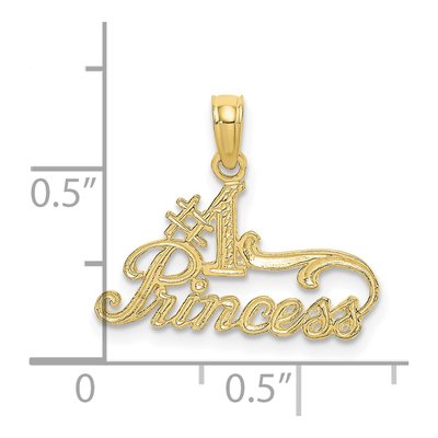 10K Yellow Gold Princess Number 1 Pendant – view 4