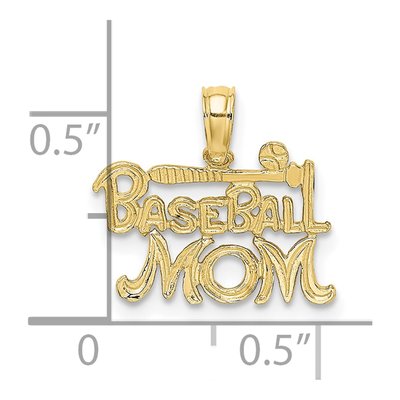 10K Yellow Gold Baseball Mom Pendant – view 4