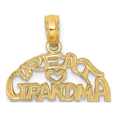10K Yellow Gold Great Grandma Heart Pendant