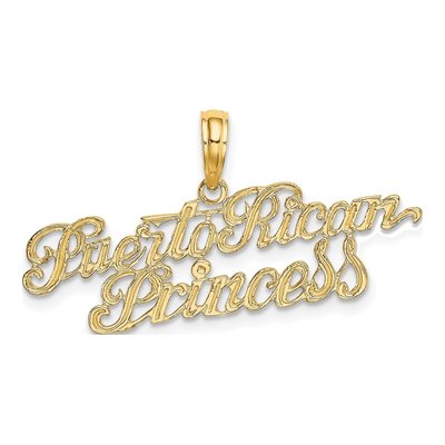 10K Yellow Gold Puerto Rican Princess Script Charm