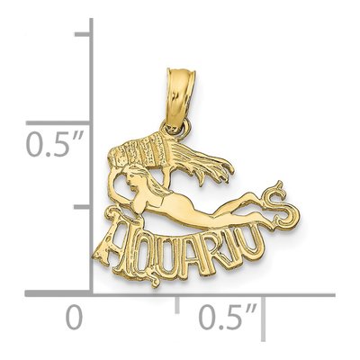 10K Yellow Gold Aquarius Zodiac Pendant – view 3