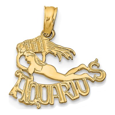 10K Yellow Gold Aquarius Zodiac Pendant
