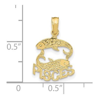 10K Yellow Gold Pisces Zodiac Pendant – view 4