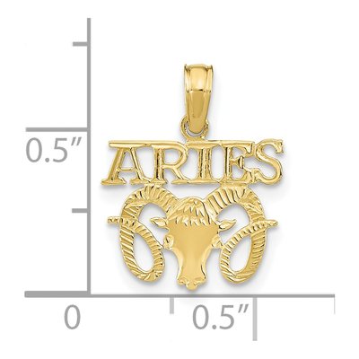 10K Yellow Gold Aries Zodiac Pendant – view 4