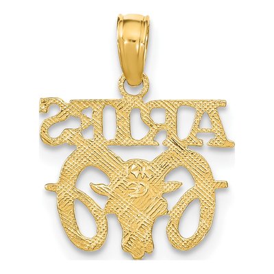 10K Yellow Gold Aries Zodiac Pendant – view 5