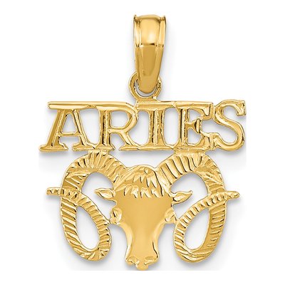 10K Yellow Gold Aries Zodiac Pendant