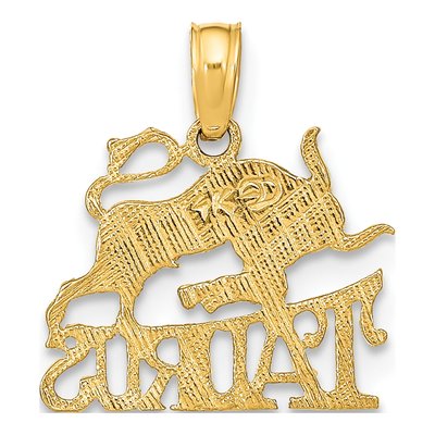 10K Yellow Gold Taurus Zodiac Pendant – view 4