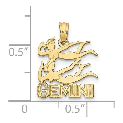 10K Yellow Gold Gemini Zodiac Pendant – view 4