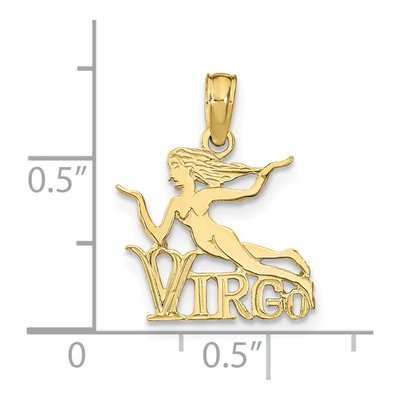 10K Yellow Gold Virgo Zodiac Pendant – view 3