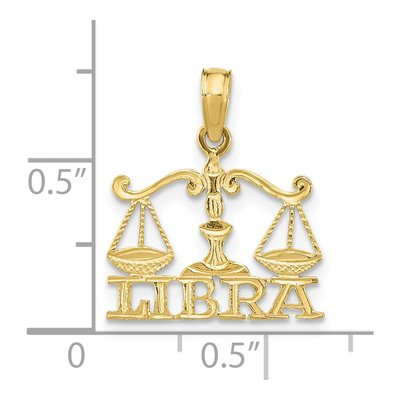 10K Yellow Gold Libra Zodiac Pendant – view 4