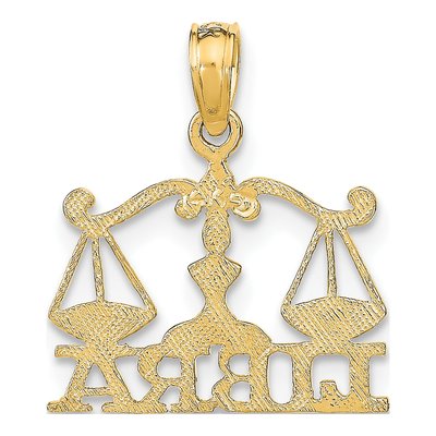 10K Yellow Gold Libra Zodiac Pendant – view 5