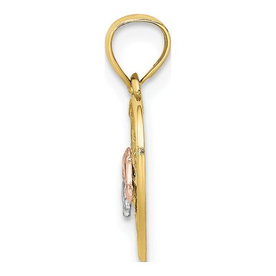 10K Two-Tone Gold Dolphins Woven Heart Charm – view 3
