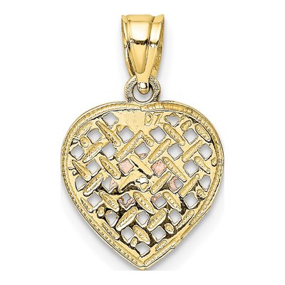 10K Two-Tone Gold Dolphins Woven Heart Charm – view 5