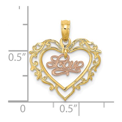 10K Two-Tone Gold LOVE Heart Pendant – view 4
